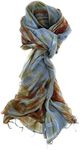 Blue Brown Scarf 100% Pure Silk Scarf Woman's Scarves Shawl Wrap Hand Painted Blue Silk Scarf Handmade