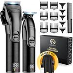 Novah® Professional Hair Clippers for Men, Professional Barber Clippers and Trimmer Set, Mens Cordless Hair Clippers for Barbers Haircut Fading Kit Fade