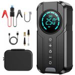 Portable Car Jump Starter with Air Compressor, 1000A Peak 12V Jump Box for Car Battery (up to 5.0L Gas or 3.0L Diesel), 150PSI Auto Tire Inflator, Smart Jump Cable, LCD Display, Power Bank, QC3.0