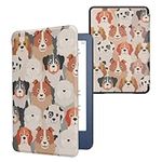 kwmobile Case Compatible with Amazon Kindle (2022/2024) Case - eReader Cover - Dogs White/Light Brown/Grey