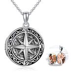 SHEAISRS Compass Locket Necklace That Holds Pictures Graduation Gifts Photo Locket Necklace for Men Women Birthday Graduation Gifts 18+2inch