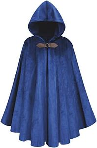 yolsun Renaissance Cloak with Hood Costume for Men Victorian steampunk Medieval Cosplay Witch Cloak Cape, Blue