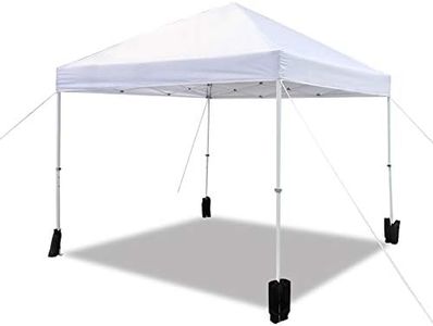 Amazon Basics Outdoor Pop Up Canopy, 10ft x 10ft with Wheeled Carry Bag, 4-pk weight bag, White