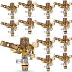 Ferraycle 1/2 Inch Brass Impact Sprinkler Head Heavy Duty Sprinkler Head with Nozzles Adjustable 0-360 Degrees Impulse Sprinkler Head Lawn Watering Sprinkler for Yard Irrigation(12 Pieces)