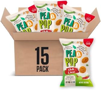 PeaKaPop Veggie Chips – Plant-Based, Healthy Veggie Crisps with Pea, Lentil & Chickpea Protein – Vegan, Gluten-Free, Popped Chips – Snack Size for Kids & Adults – 1 oz Bags (15-Pack) – Chili Lime
