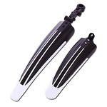 JENPECH Bike Mudguard - 1 Pair Stylish MTB Bicycle Front Rear Mudguard Mountain Bike Plastic Fenders Set - Portable Bike Fender Mudflap for MTB,Mountain Road Bike, City Bike Black White