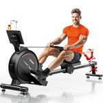 RIKSION Rowing Machine Magnetic Foldable, Fitness Exerciser Indoor Equipment for Home Gym Use, Cardio Training Machine,350LB Capacity with LCD Monitor