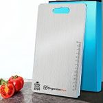 OrganizeMee Stainless Steel Chopping Board for Kitchen - Heavy-Duty Cutting Board for Vegetables, Fruits Cutter, Meats, vegitable Chopper Boards, Premium Metal Chopping Board (Medium) (31.8CM X 21CM)