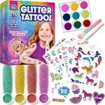 PURPLE LADYBUG Temporary Glitter Tattoo Kit - 175 No Mess Glitter Tattoos for Kids, Girls Birthday Gifts Age 8-10, Birthday Gift 6 7 8 9 10 year old Girls Sleepover Stuffs, Christmas Crafts for Kids
