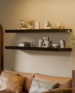 TEDIDUWA 12x60 Inch Floating Shelves for Wall, Extra Long Black Wall Shelves, Set of 2, Hanging Invisible Brackets Floating Shelves for Living Room,Bedroom,and Kitchen (Black, 2T60IN)