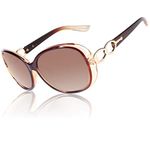 CGID Sunglasses Womens Ladies Polarised Retro Designer Sun Glasses Brown Big Frame Oversized Shades UV Protection Goggles Rhinestones Brown Gradient Lens