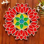 Reusable Rangoli Stencils Making Tools Kit Rangoli Stencil Mats DIY Template for Door Entrance Floor Pooja Room Mandir Diwali Decoration Items for Home Decor (12 Inches)