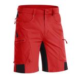 MAGNIVIT Hiking Cargo Shorts for Men Classic Fit Shorts Ripstop Shorts Basic Shorts Golf Shorts Loose Shorts with Multi-Pocket Tomato Red