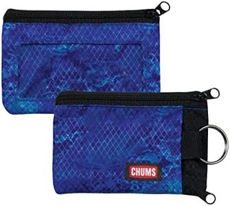 Chums Surfshorts Wallet - Lightweight Slim Wallet with RFID Blocking Card & Clear ID Window - Zippered, Water Resistant w/Key Ring (RealTree Wave)