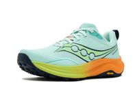 Saucony Women's Peregrine 16 Trail Running Shoe, Aqua/Citron, 8 M US