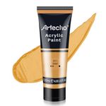 Artecho Professional Acrylic Paint, Gold (120ml / 4.05oz) Tubes, Art Craft Paints for Canvas Painting, Rock, Stone, Wood, Fabric, Art Supplies for Professional Artists, Adults, Students, Kids