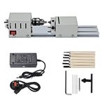 Queiting Mini Lathe 12-24V 96W Metal Small Lathe 6 In 1 DIY Wood Model Making Drilling Lathe Bead Grinding Machine for Carving And Grinding Wood