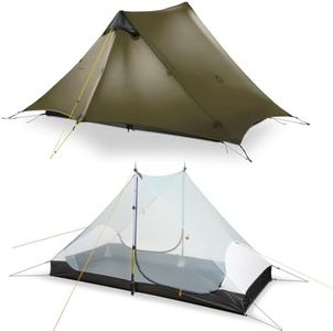 MIER Lanshan Ultralight Tent 3-Season Backpacking Tent for 1-Person or 2-Person Camping, Trekking, Kayaking, Climbing, Hiking, Khaki, 2-Person
