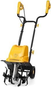 IncwBo Electric Tiller/Cultivator 4 Steel Tines, 8'' Tilling Depth Garden Roto Tillers for Gardening, 13.5 Amp 12 Inch Corded Rototiller with Adjustable Wheels, Yellow