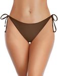 Holipick Brown Bikini Bottoms for Women String Bathing Suit Bottom with Moderate Coverage Low Waist Swim Bottom XL