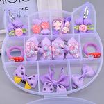 OM KRAFT SALEs Mix Style Headwear Set Children Accessories Ribbon Bow with Full Covered Clips Hairpins for Girls Princess Crown Headdress (11 PCS - PURPLE)