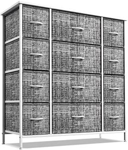 Sorbus Dresser with 12 Drawers - Chest Organizer Unit with Steel Frame Wood Top & Handle Easy Pull Fabric Bins for Clothes - Large Storage Furniture for Bedroom, Hallway, Living Room, Nursery & Closet