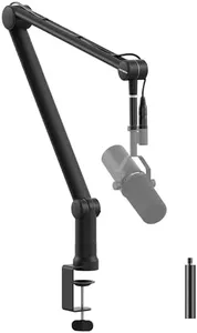 IXTECH Boom Arm Mic Stand with Extension Tube Upgraded Microphone Arm for Shure SM7B MV7 Blue Yeti Sturdy Stainless Steel Mic Arm Desk Stand Foldable Scissor Arm Microphone Mount for Podcast Gaming