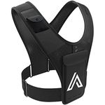 Amaeva Running Vest Phone Holder, 1st Running Vest with AirPod/Earbud case Pocket, Multifunctional Pocket, Lightweight, Zip Up Key Pocket, Men & Women, Adjustable Waistband & Water Resistant Black