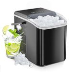 Sweetcrispy Countertop Ice Maker with Handle, 26lbs/24H Portable Ice Machine, 9 Bullet Ice Cubes Ready in 6 Mins, Self-Cleaning, Quiet Compact Ice Maker for Home, Kitchen, RV, Camping, Black