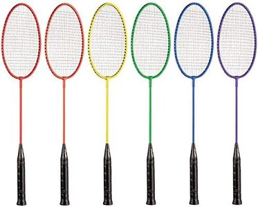 Champion Sports Tempered Steel Badminton Rackets with Steel Coated Strings Set of 6