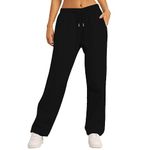 Womens Fleece Joggers Sweatpants Drawstring Waist Winter Warm Athletic Jogger Fleece Pants Straight Leg Tracksuit Bottoms Cargo Trousers with Pockets