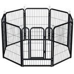 Large Dog Pen Indoor/Outdoor, 8 Panel Puppy Play Pen, Heavy Duty Portable Pet Exercise Fence with Gate 80cm High - Black