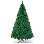 HAPPYGRILL 8FT Artificial Christmas Tree, Luxuriant Verdant Realistic Xmas Tree with 1138 PVC Branch Tips & Folding Metal Stand, Unlit Pine Tree for Festival Parties Decoration