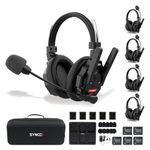SYNCO XTALK XMax5 Wireless Intercom Headset, Dual-Ear Headset 500m Range 24h Battery for Event TV Film Production Team Communication 5PCS