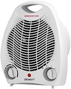 Devanti Fan Heater, 2000W Electric Portable Mini Fans Heaters Outdoor Indoor Home Room Office Space Desk Heating, With 2 Settings Adjustable Thermostat White