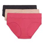 Warner's Women's Blissful Benefits Dig-Free Comfort Waist Moisture-Wicking Microfiber Brief Ru4963w Hipster Panties, Black/Toasted Almond/Vivacious, S