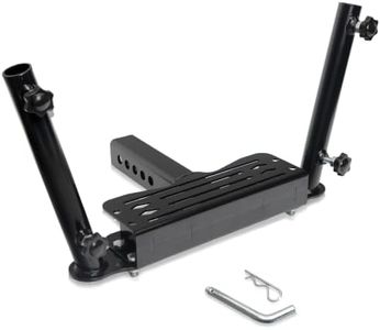 THOCAC Hitch Step for 2 Inch Receiver, Dual Adjustable Detachable Flag Pole Holders for Parades Tailgating, Off Road Convoys and Camping Trips, Compatible with Pickup Trucks SUVs ATVs Camper (Black)