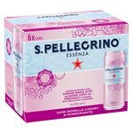 San Pellegrino Essenza Sparkling Dark Morello Cherry & Pomegranate Sparkling Mineral Water, 11.16 fl oz ℮ 330 ml, 6 Pack