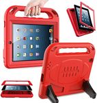 AVAWO Kids Case Built-in Screen Protector for iPad 2 3 4 （Old Model）- Shockproof Handle Stand Kids Friendly Compatible with iPad 2nd 3rd 4th Generation (Red)