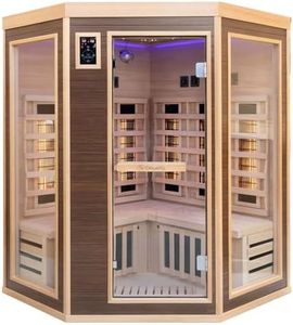 Dewello® Infrarotsauna Infrarotkabine Montreal 140x140 2-4 Person inkl. Vollspektrumstrahler, Bodenstrahler, LED-Farblicht aus Hemlock Tannenholz & Walnuss-Holz, Bluetooth, FM,MP3,USB