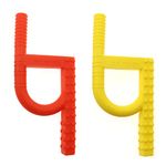 Tuxepoc Sensory chew Toys for Autistic Children,fluxy Oral Motor Chewy Tool for Kids with Teething, ADHD, Autism, Biting Needs,Teether, Silicone chewlery for Boys&Girls (Red Yellow)