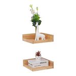 AZ L1 Life Concept Accent Utility Levie Rustic Modern Floating Corner Wood Wall Shelves for Living Room Kitchen Home Office and More
