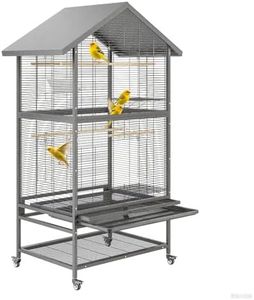 GarveeHome 65.5 Inch Large Bird Cage, Metal Parakeet Cage with Rolling Stand, Wide Parrot Cage, Feed Bowls for Parakeets, Cockatiel, Conures, Cockatoo (31.5in Wide)