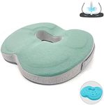 Seat Cushion with Non-Slip Bottom.Memory Foam Pad Donut Cushion for Tailbone and Coccyx Pain Relief,Hemorrhoid Orthopedic Car Seat,Lumbar and Lower Back Pain Support,for Wheelchair,Office Chair(Green)