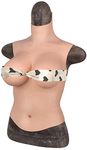 KUMIHO Silicone Breastplate Fake Boobs B-G CUP Half Body Realistic Breast Forms for Crossdressers Drag Queen Mastectomy Transgender, Elastic Cotton E Cup, White