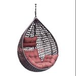 Dreamswing Hanging Egg Chair Without Stand, Brown Wicker with Brown Cushions, Iron Frame, Indoor Outdoor Patio Swing, 120cm x 95cm, 120kg Capacity