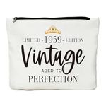 65th Birthday Gifts for Women, 65th Birthday Decorations Present for Women,65 Year Old Birthday Gift Ideas for Wife, Sister, Friends, Aunt – 1958 Vintage Aged to Perfection Makeup Bag, White781