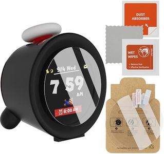 EAZUSE Liquid Silicone Case and 2 Pack HD Films for Nintendo Sound Clock Alarmo, Transparent HD Clear Screen Protector Compatible with Alarmo Nintendo, High Definition Black