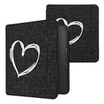 kwmobile Cover Compatible with Kobo Libra 2 - Stitchwork Design Case - Brushed Heart Grey