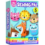 KRAFUN My First Sewing Animal for Kids, Beginner Art & Craft, Includes 5 Easy Projects Stuffed Stitch Animal Dolls, Keyring Charms, Instructions & Felt Materials for Learn to Sew, Embroidery Skills